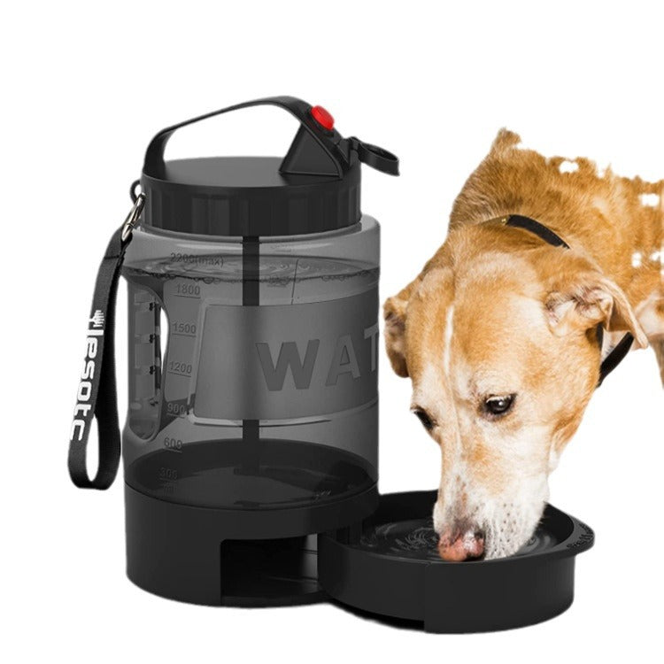 Portable Pet Water Bottle 2.2L - Large Capacity Outdoor Drinking Kettle with Bowl Attachment
