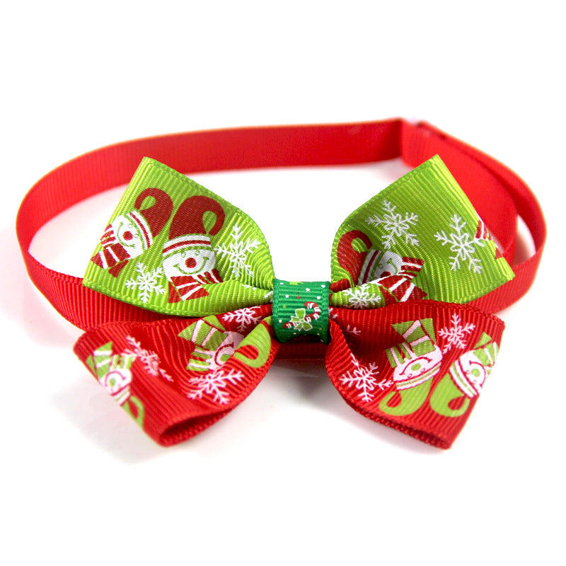 Festive Pet Bow Tie Collar - Adjustable Christmas Accessory for Dogs and Cats