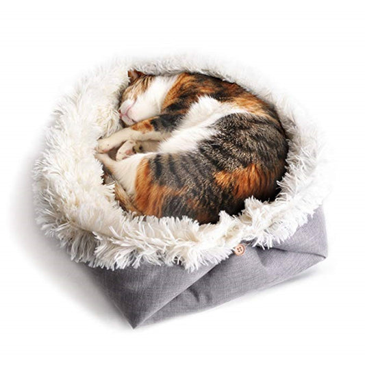 Comfy Cat Bed - 2-in-1 Foldable Plush Cat Bed
