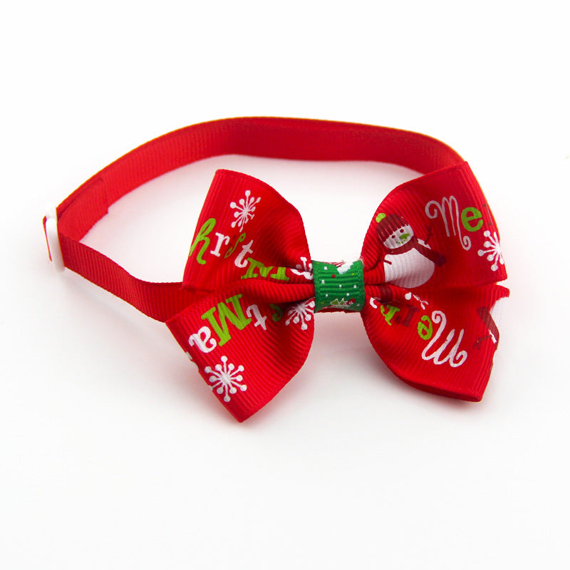 Festive Pet Bow Tie Collar - Adjustable Christmas Accessory for Dogs and Cats