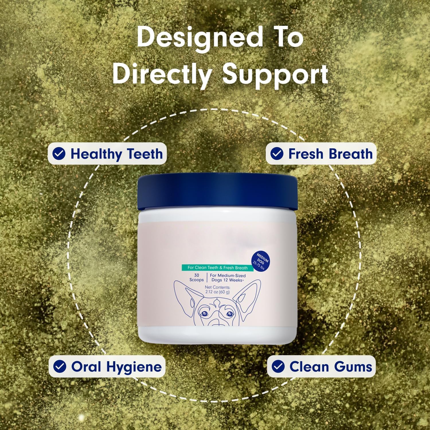 Pet Dental Cleaning Powder for Dogs & Cats ? Fresh Breath & Tartar Control Formula