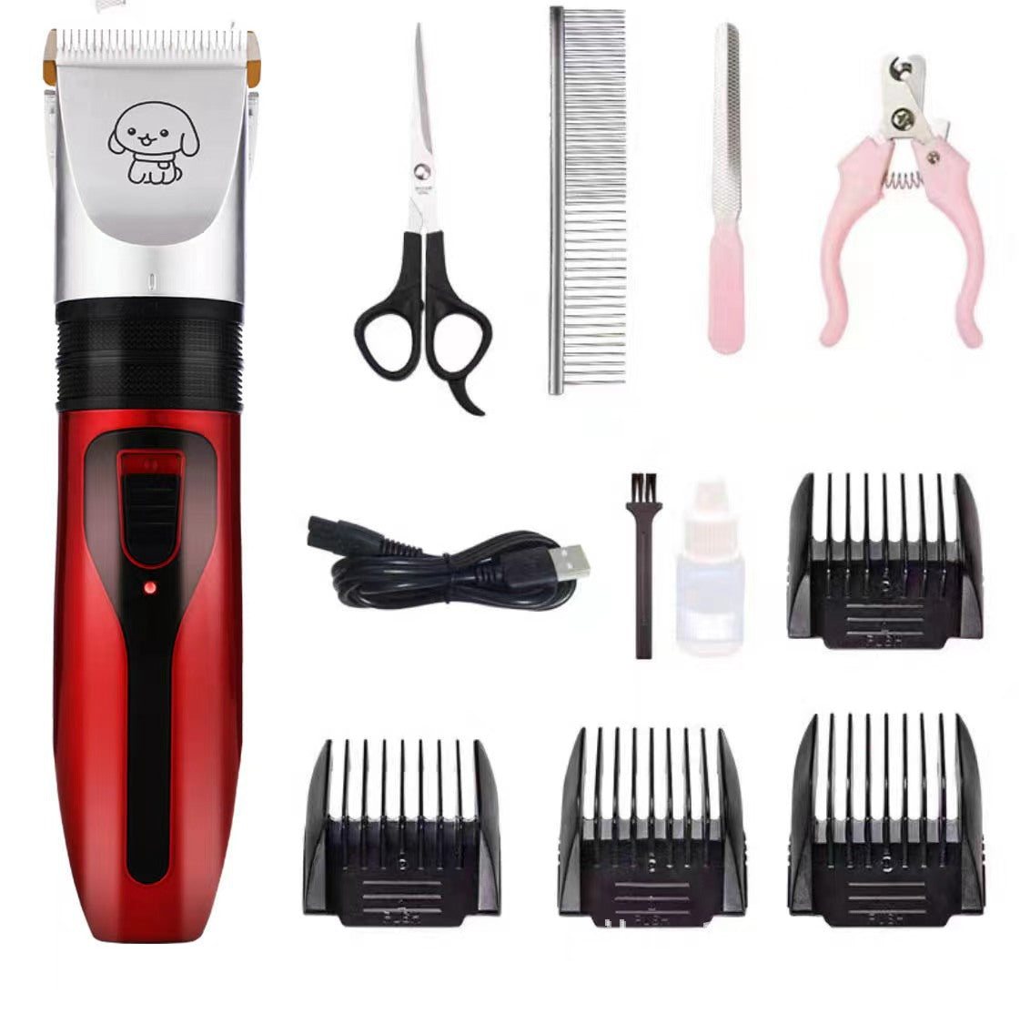 Professional Pet Hair Clipper Set ? Rechargeable Dog & Cat Grooming Kit with Clippers, Scissors, Comb & Nail Trimmer