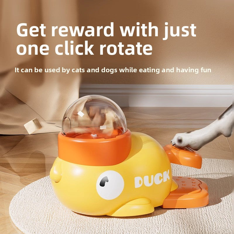 Interactive Duck-Shaped Pet Food Dispenser Toy for Cats & Dogs