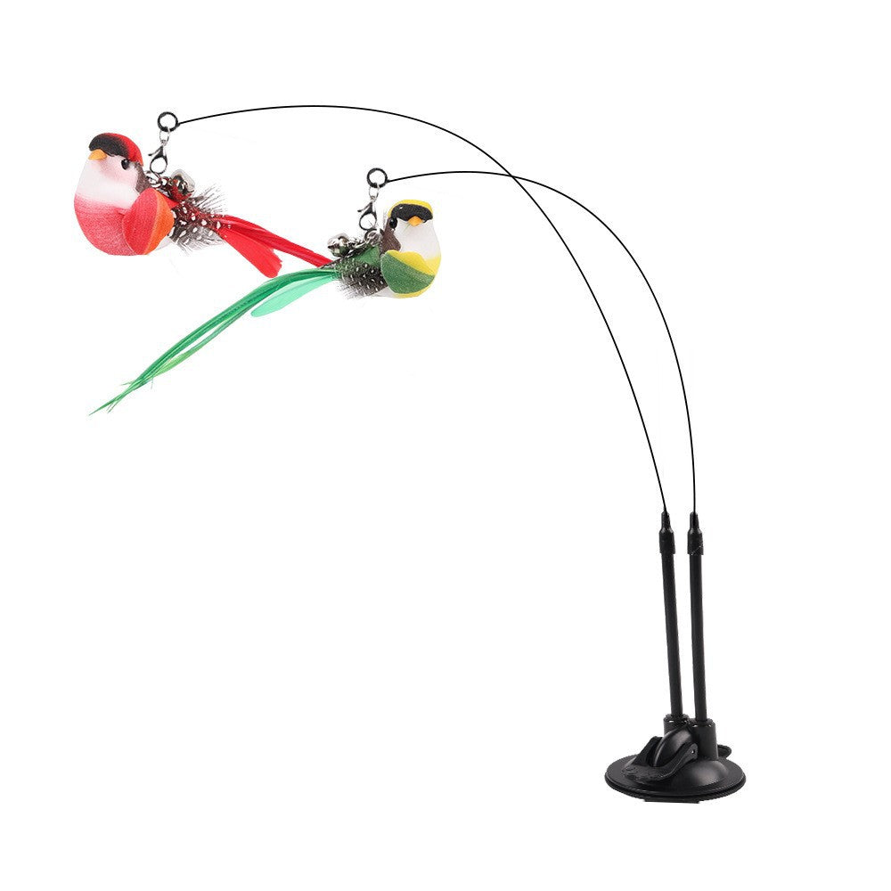 Simulation Bird Cat Toy with Suction Cup ? Interactive Motion Teaser for Indoor Cats | Realistic Flying Bird Design