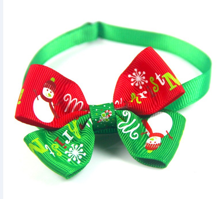 Festive Pet Bow Tie Collar - Adjustable Christmas Accessory for Dogs and Cats