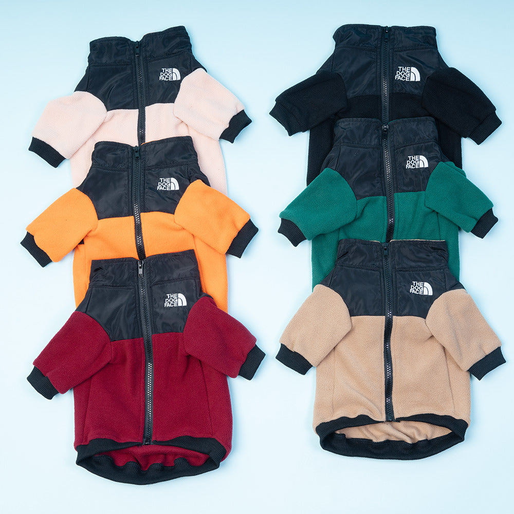 Cozy Fleece Pet Jacket for Small & Medium Dogs - Warm Winter Coat with Zipper and Hood