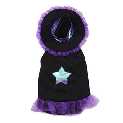 Wizard Pet Costume for Dogs & Cats | Halloween Witch Outfit with Hat