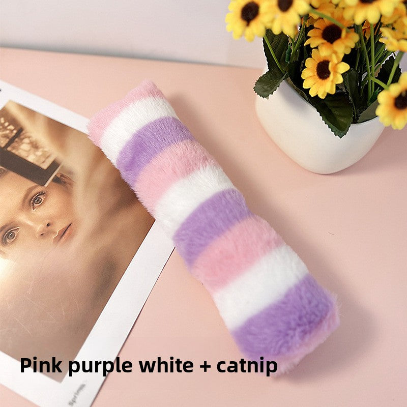 Soft Plush Cat Pillow Toy with Catnip & Crinkle Sound ? Fluffy Rattling Cat Kicker Pillow for Play, Chewing & Stress Relief