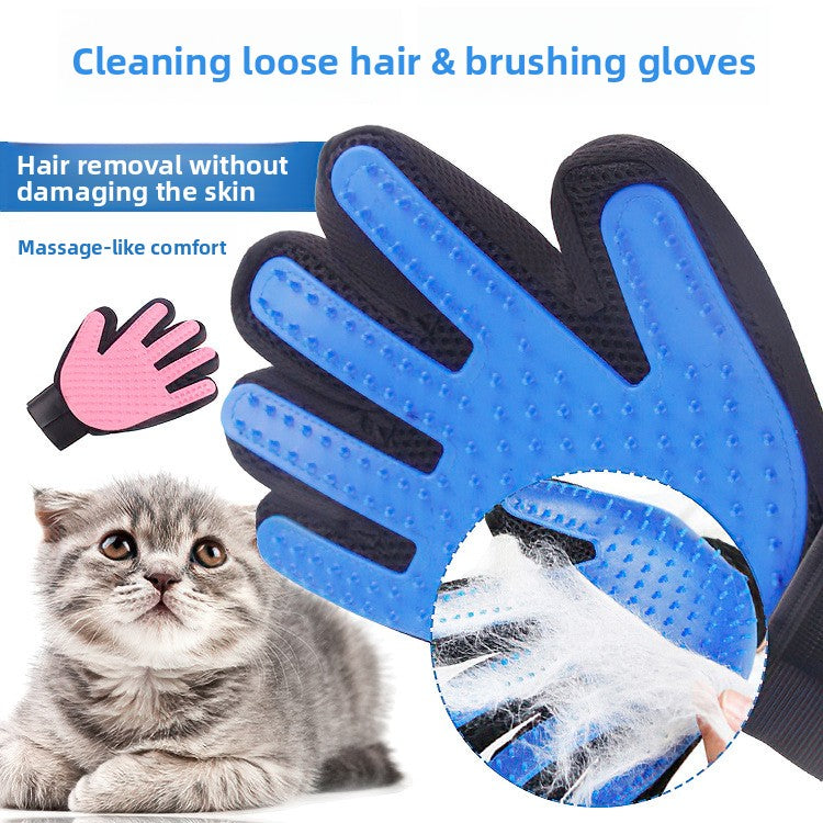 Pet Bath Grooming Gloves ? Hair Removal & Massage Mitt for Cats & Dogs