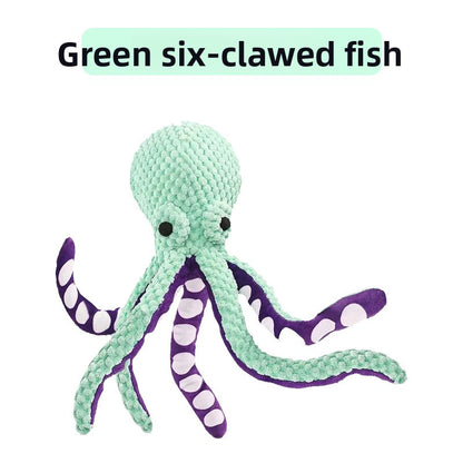 Octopus Plush Squeaky Toy for Dogs - Durable Rope Legs & Crinkle Sound Play Toy | Chew & Tug Fun