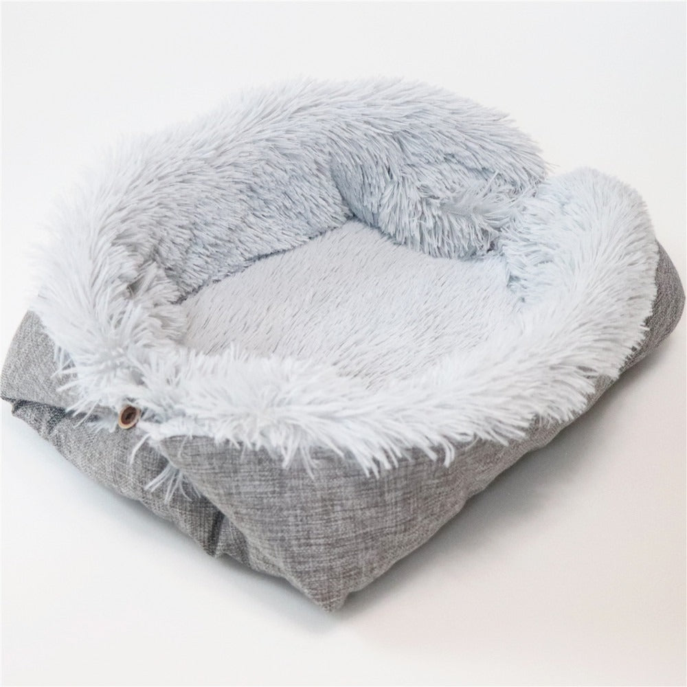 Comfy Cat Bed - 2-in-1 Foldable Plush Cat Bed