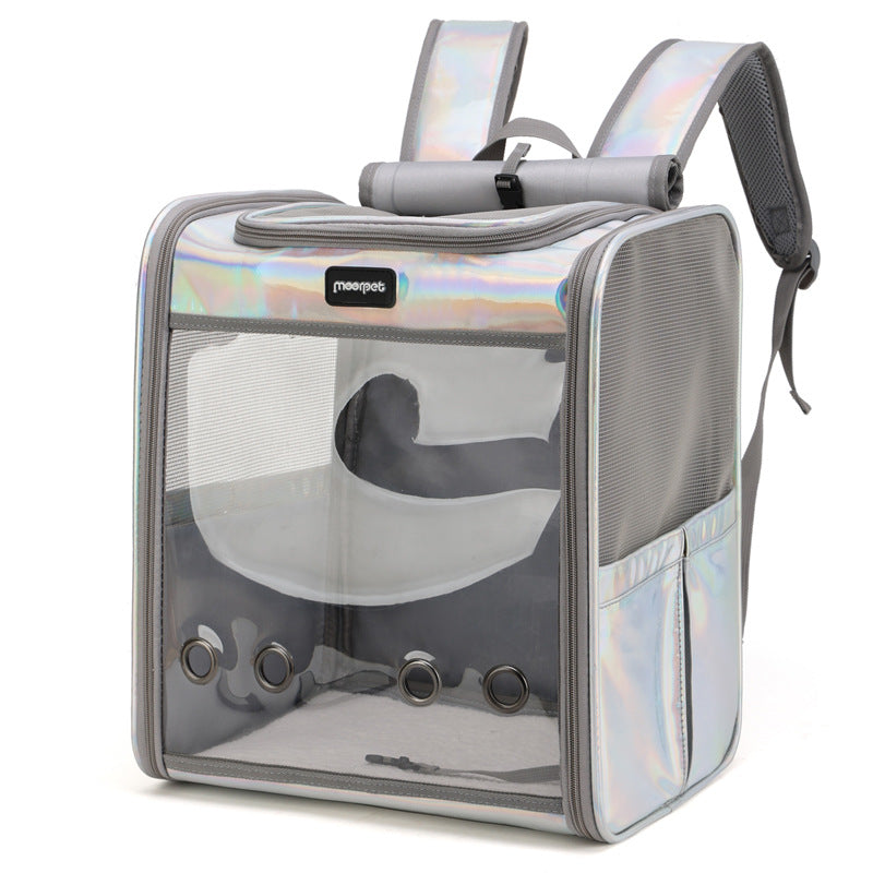Ventilated Pet Travel Backpack Carrier for Cats & Dogs ? Portable Transparent Pet Bag with Breathable Mesh & Shoulder Straps