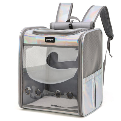 Ventilated Pet Travel Backpack Carrier for Cats & Dogs - Transparent Pet Bag with Breathable Mesh