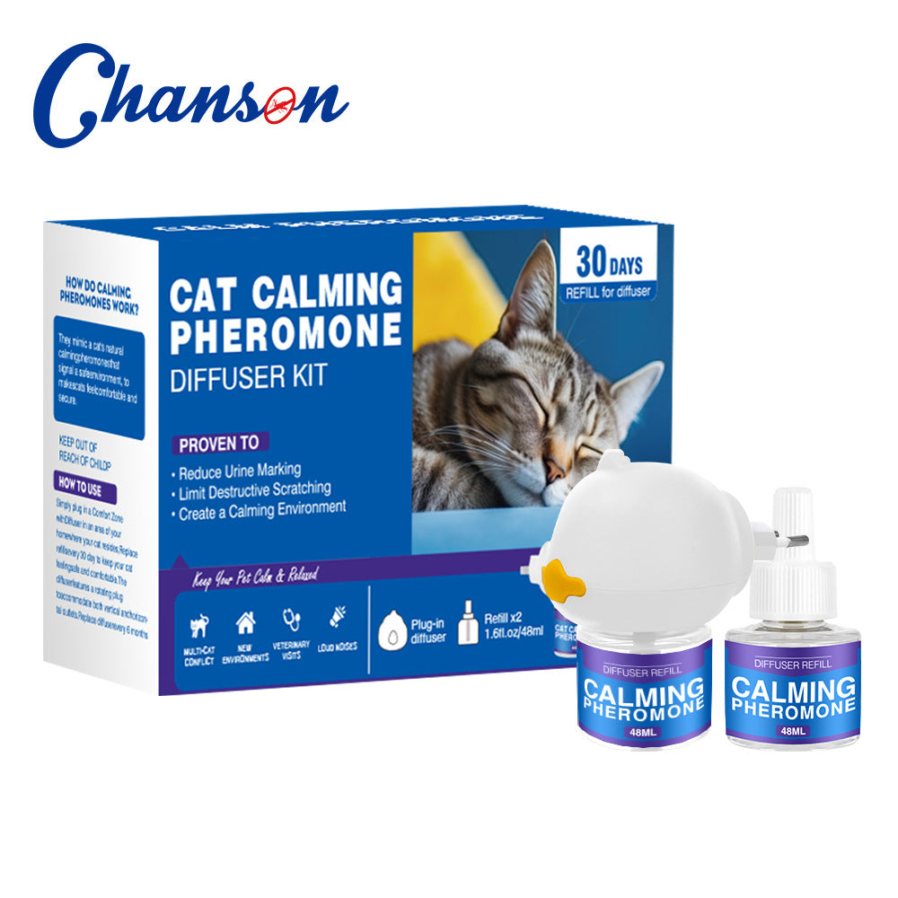 Cat Calming Pheromone Diffuser Kit ? Anti-Stress & Anxiety Relief Plug-In for Cats and Dogs with Refill Options