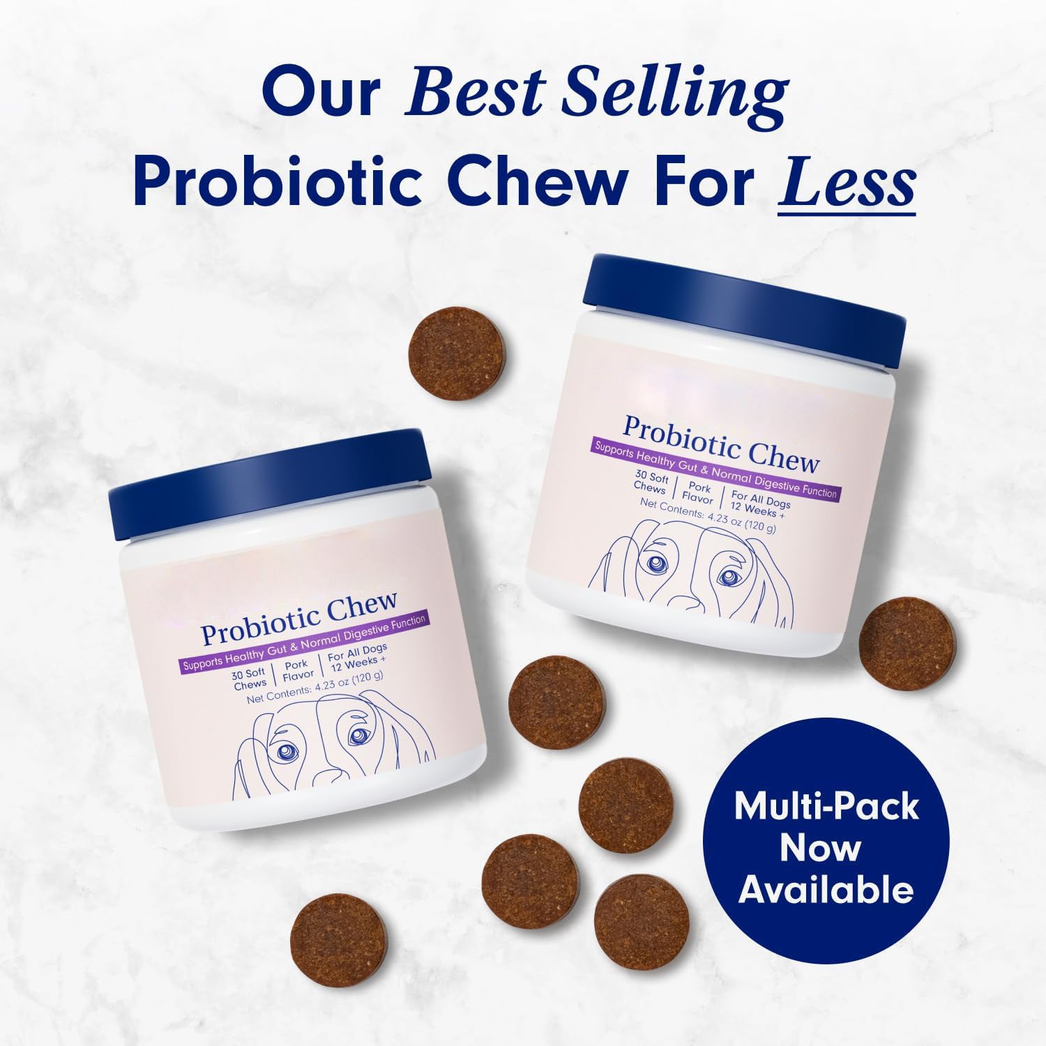 Dog Probiotic Chews for Digestive Health | Pet Probiotic Supplement for Gut & Allergy Support