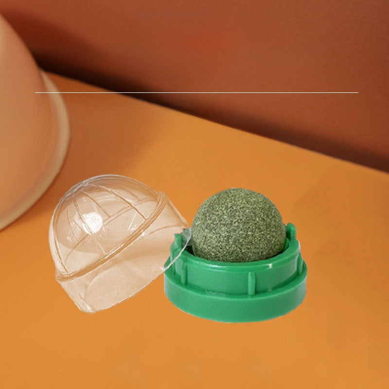 Rotating Catnip Ball Toy - Interactive Wall-Mounted Cat Treat for Play, Licking & Fun