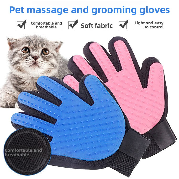 Pet Bath Grooming Gloves ? Hair Removal & Massage Mitt for Cats & Dogs