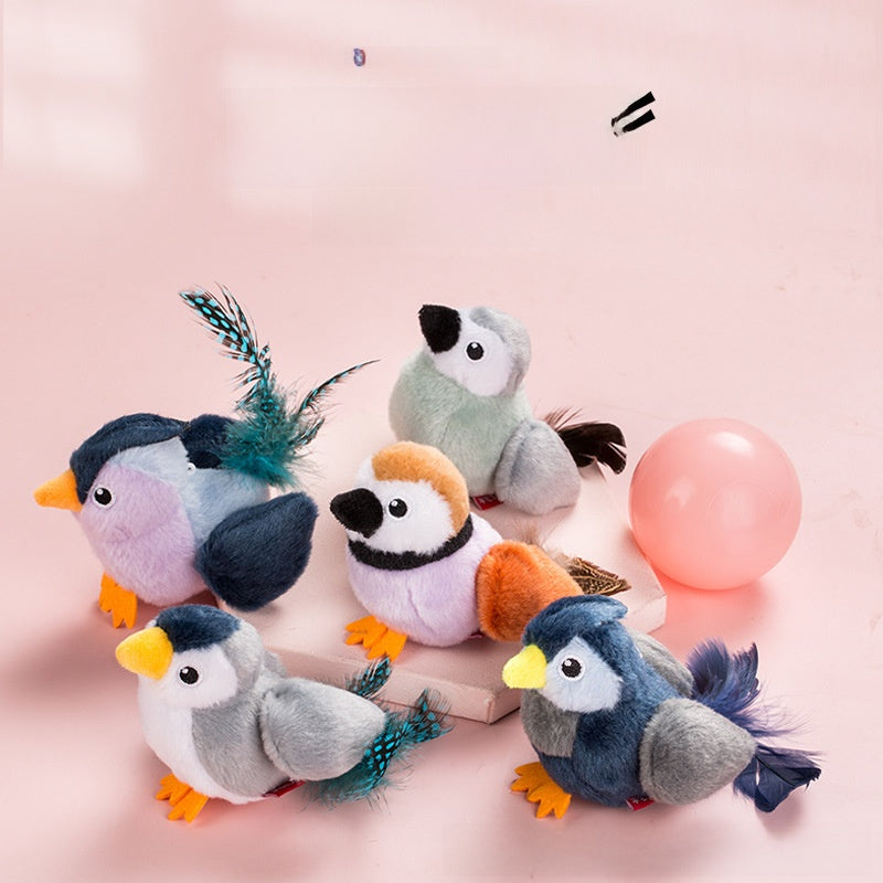 Interactive Plush Bird Cat Toy ? Sounding Starling Toy for Play, Exercise & Entertainment