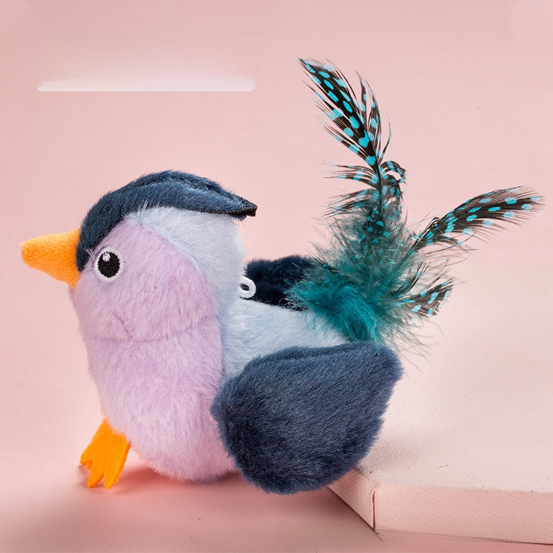 Interactive Plush Bird Cat Toy ? Sounding Starling Toy for Play, Exercise & Entertainment