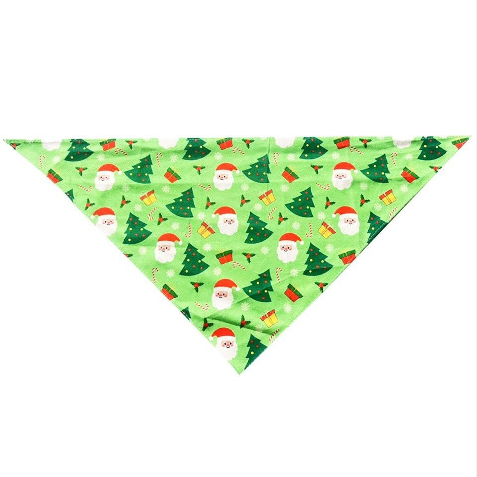 Christmas Pet Bandana Scarf with Cartoon Print - Holiday Triangle Bib for Cats and Dogs