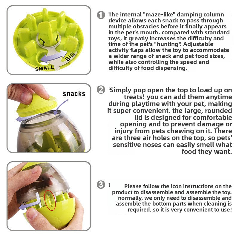 Interactive Pet Tumbler Treat Dispenser Toy - Food Puzzle Feeder for Dogs & Cats