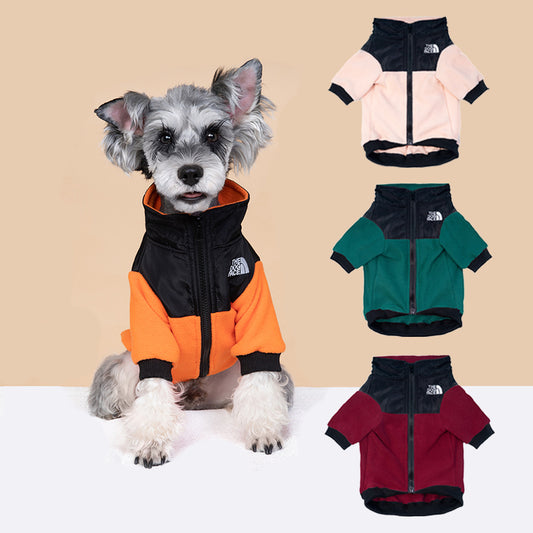 Cozy Fleece Pet Jacket for Small & Medium Dogs - Warm Winter Coat with Zipper and Hood