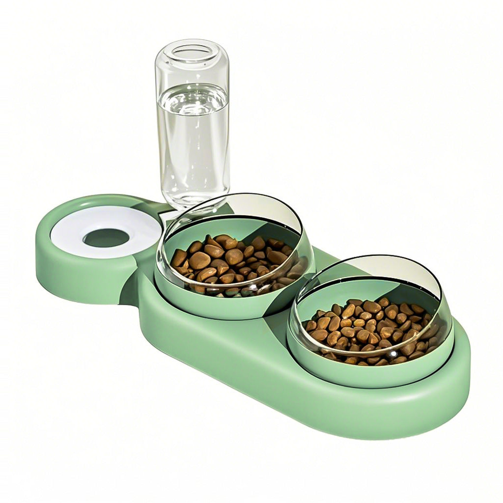 Double Pet Food and Water Bowl - Automatic Feeder with Water Dispenser for Pets