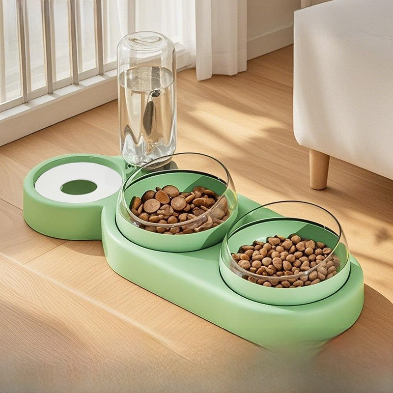 Double Pet Food and Water Bowl - Automatic Feeder with Water Dispenser for Pets