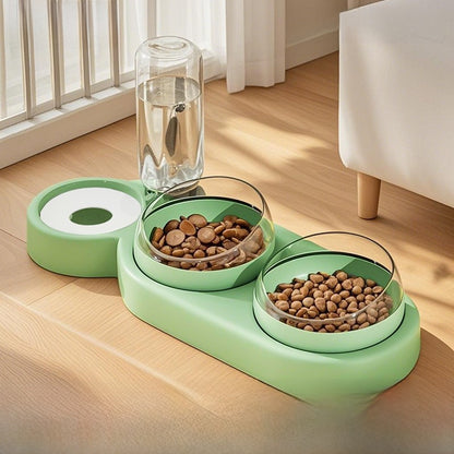 Double Pet Food and Water Bowl - Automatic Feeder with Water Dispenser for Pets