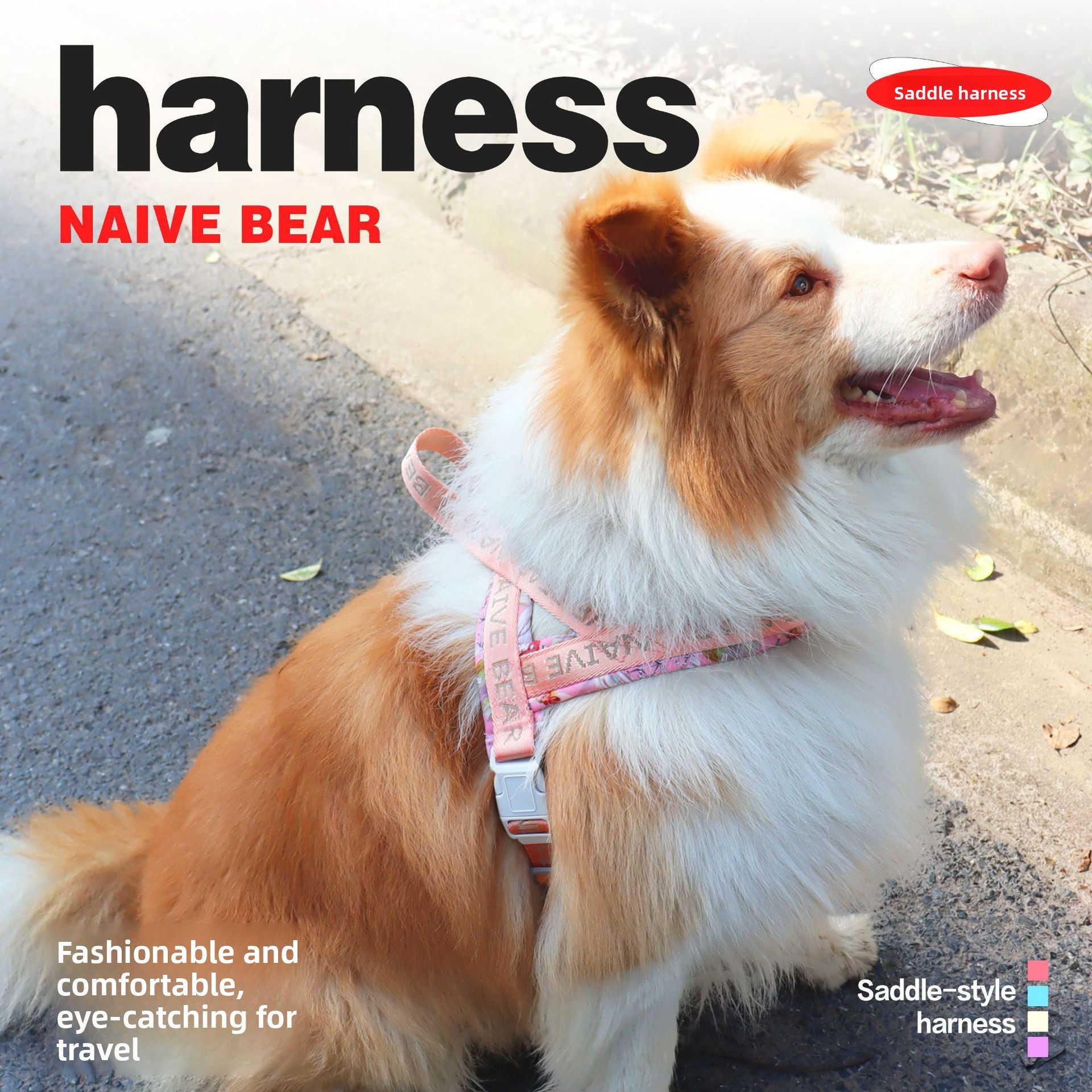Lightweight No-Pull Dog Harness ? Adjustable Saddle Chest and Back Strap with Reflective Design for Small & Medium Dogs