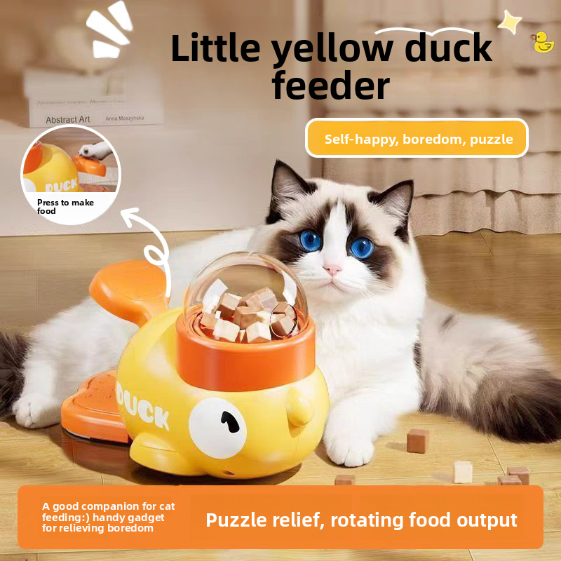 Interactive Duck-Shaped Pet Food Dispenser Toy for Cats & Dogs