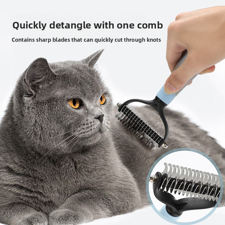 Pet Dematting Comb for Dogs & Cats ? Dual-Sided Grooming Brush for Tangled Hair & Knots | Detangling & Deshedding Tool