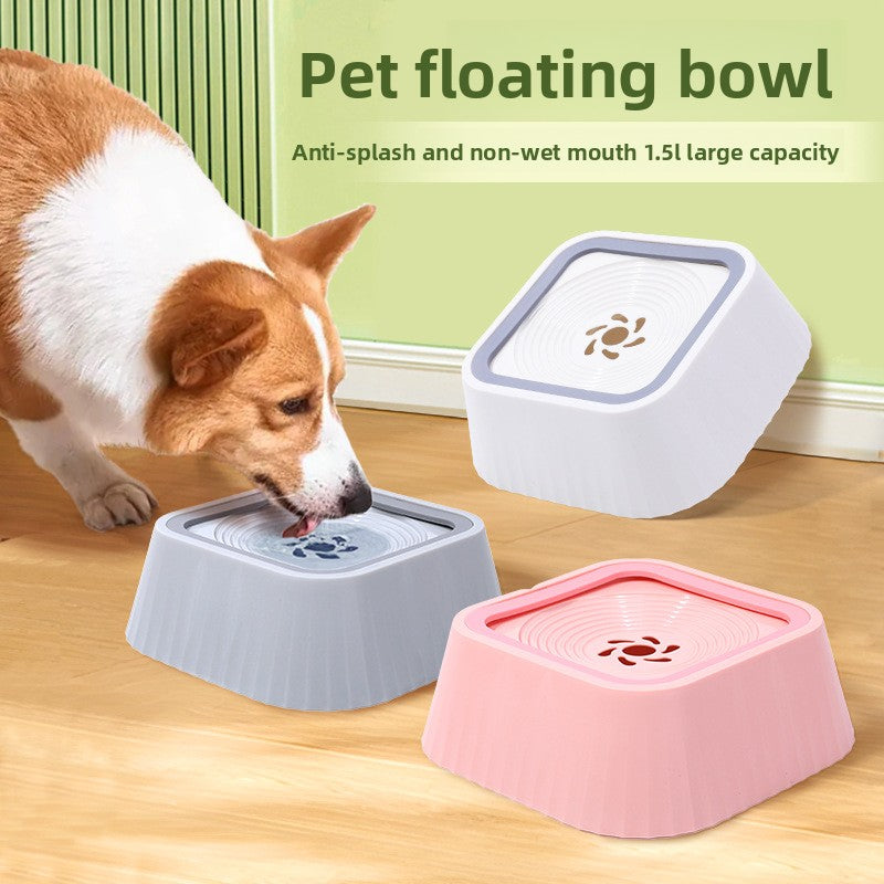 Anti-Spill Floating Pet Water Bowl - 1.5L No-Knock Drinking Bowl for Cats & Dogs