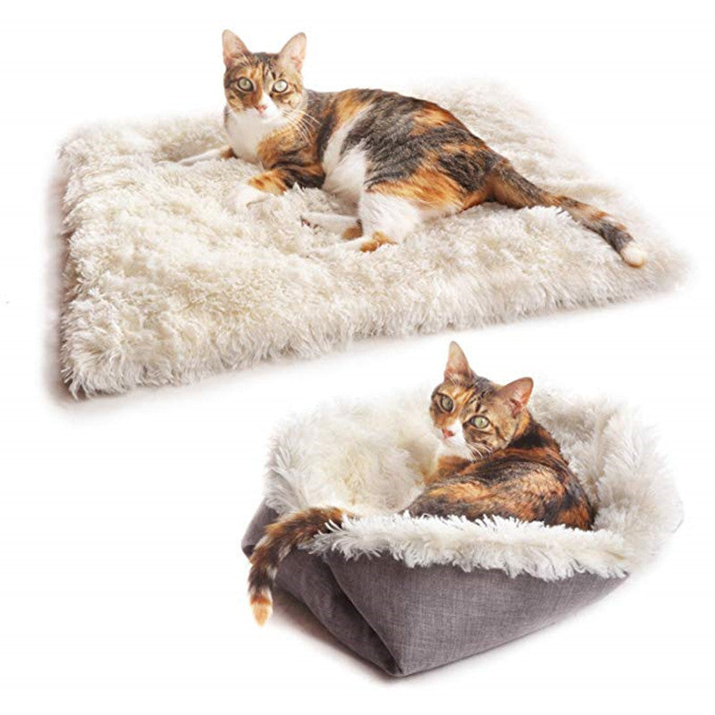 Comfy Cat Bed - 2-in-1 Foldable Plush Cat Bed