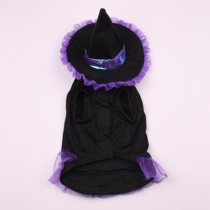 Wizard Pet Costume for Dogs & Cats | Halloween Witch Outfit with Hat