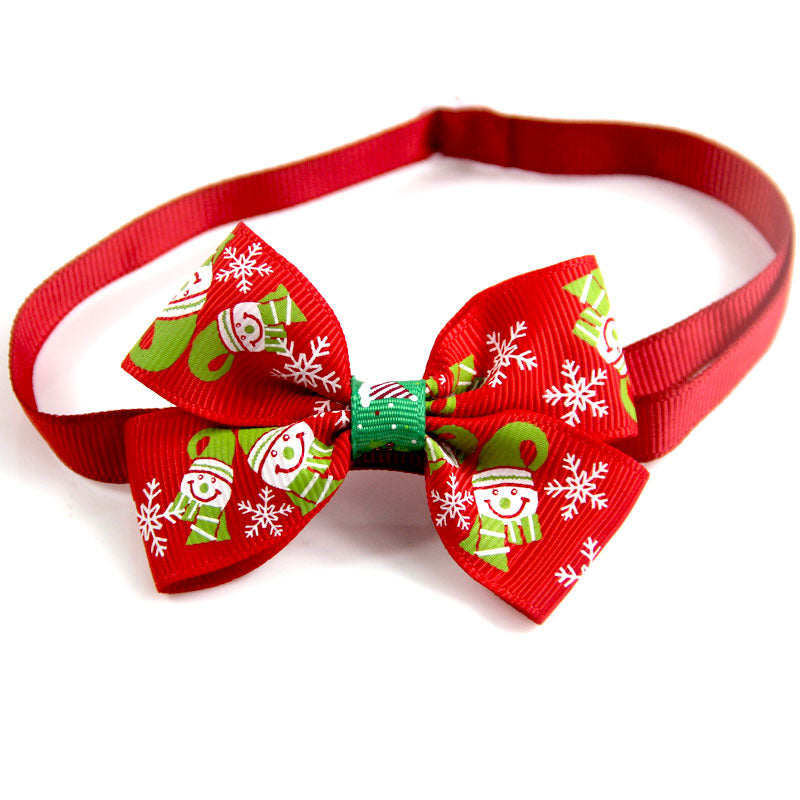Festive Pet Bow Tie Collar - Adjustable Christmas Accessory for Dogs and Cats