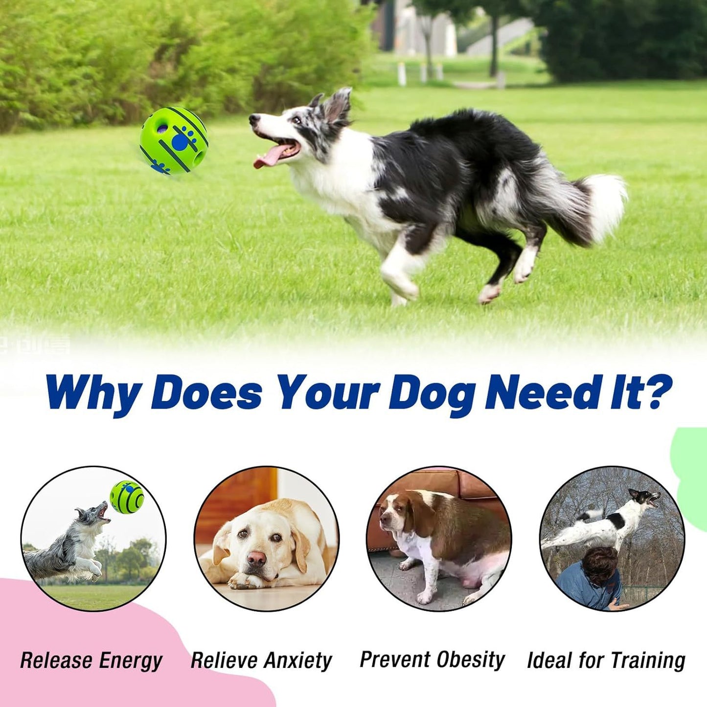 Interactive Sound-Making Ball Dog Toy - Durable Chew Toy for Pets, Glow in the Dark & Giggle Noise