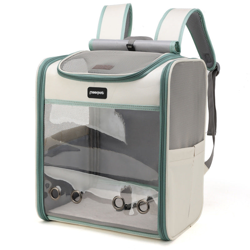 Ventilated Pet Travel Backpack Carrier for Cats & Dogs ? Portable Transparent Pet Bag with Breathable Mesh & Shoulder Straps