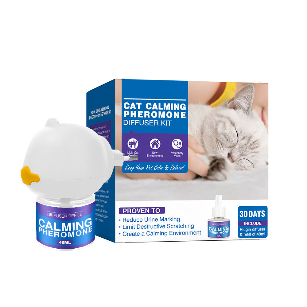 Cat Calming Pheromone Diffuser Kit ? Anti-Stress & Anxiety Relief Plug-In for Cats and Dogs with Refill Options