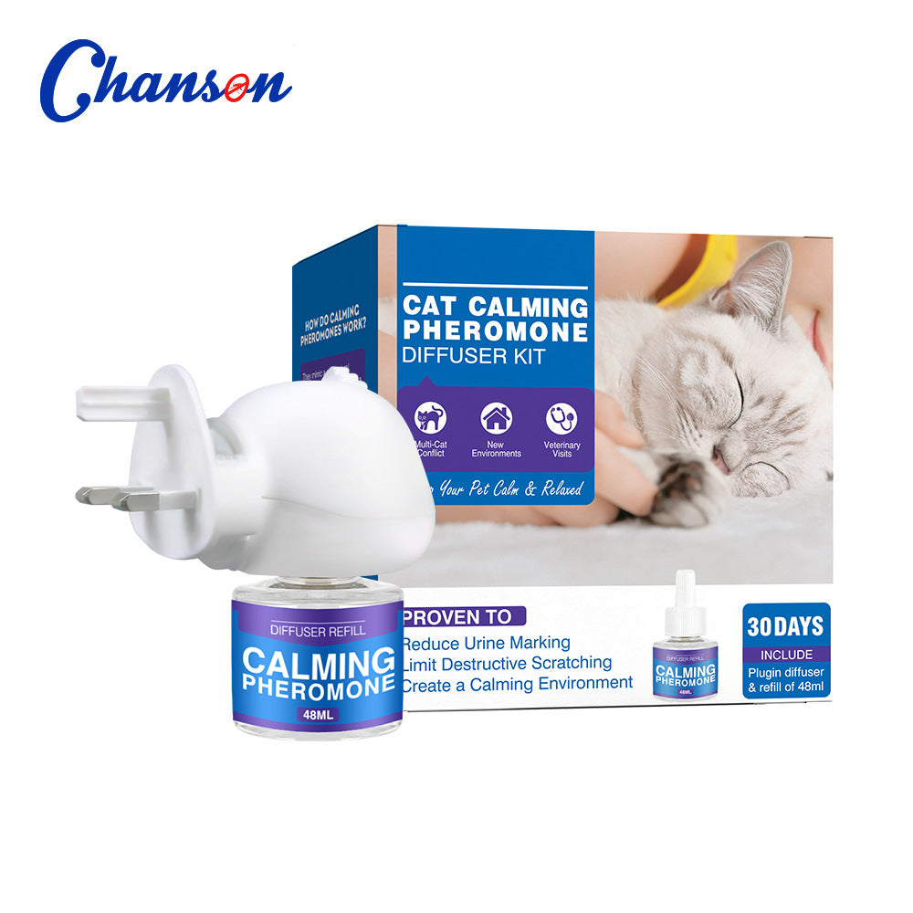 Cat Calming Pheromone Diffuser Kit ? Anti-Stress & Anxiety Relief Plug-In for Cats and Dogs with Refill Options