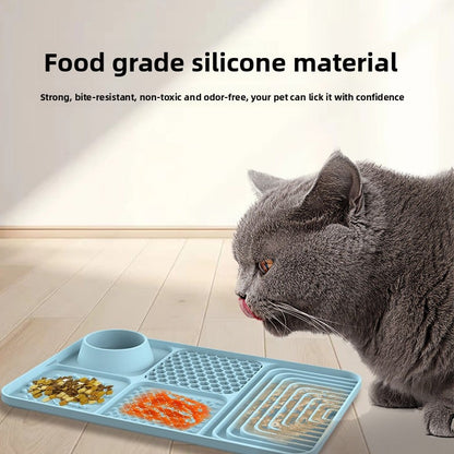 Silicone Pet Lick Mat - Slow Feeder Tray with Suction for Dogs & Cats, Anti-Choking Design