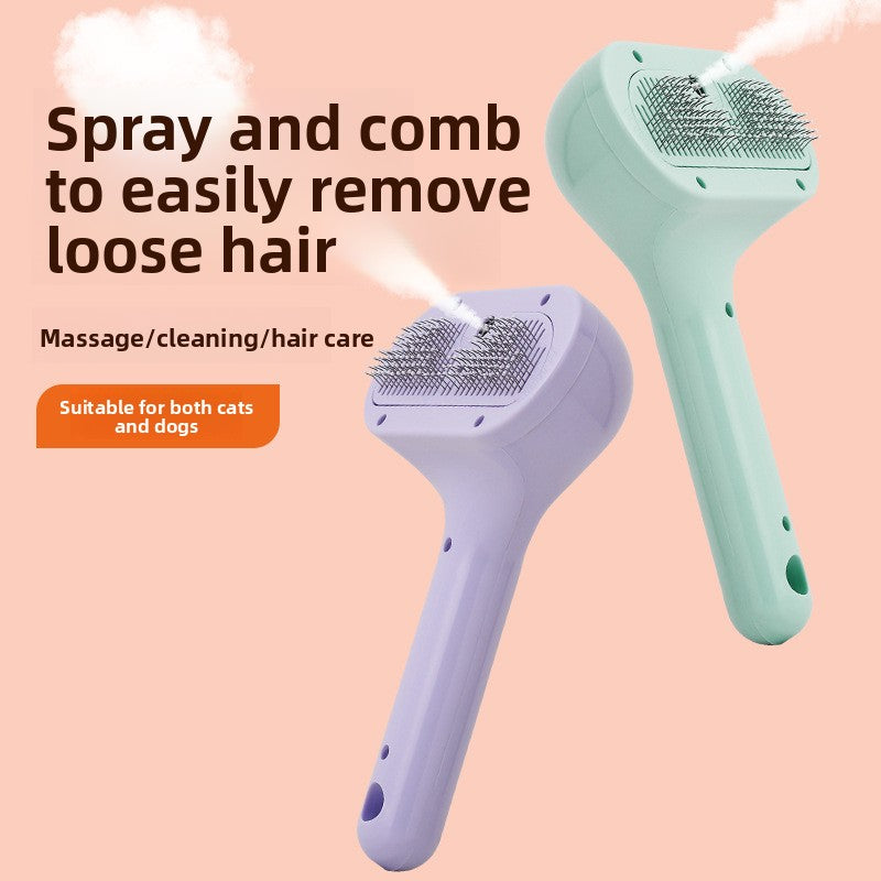 Pet Spray Hair Removal Comb - Easy One-Click Cleaning Brush for Cats & Dogs