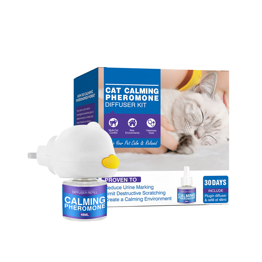 Cat Calming Pheromone Diffuser Kit ? Anti-Stress & Anxiety Relief Plug-In for Cats and Dogs with Refill Options