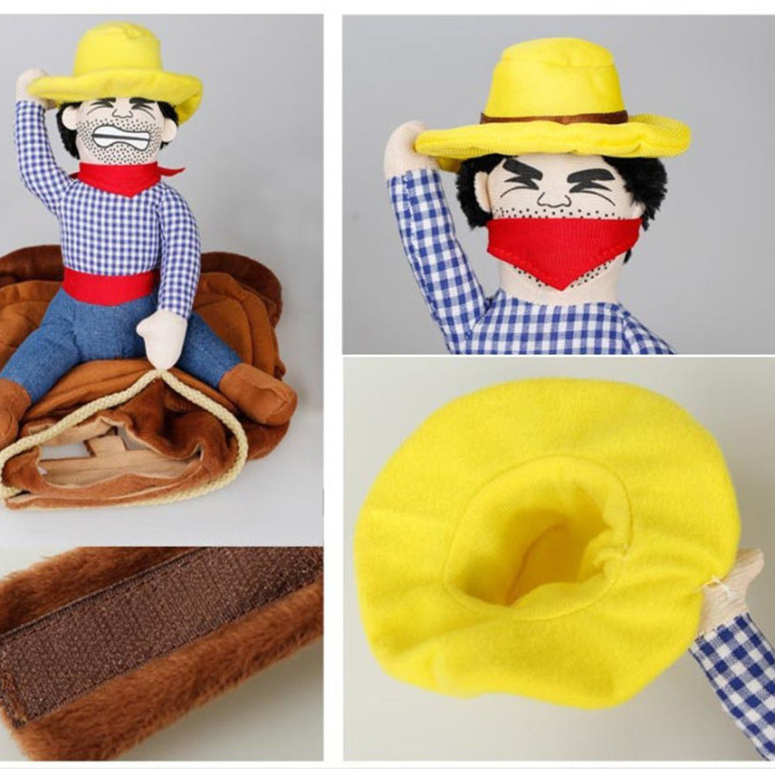 Funny Pet Cowboy Riding Costume for Dogs | Horse Rider Dog Outfit
