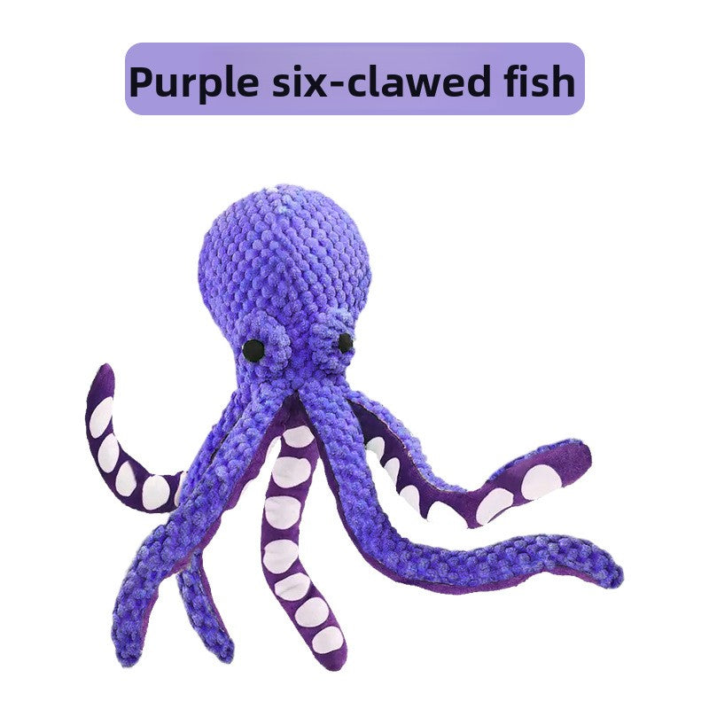 Octopus Plush Squeaky Toy for Dogs - Durable Rope Legs & Crinkle Sound Play Toy | Chew & Tug Fun