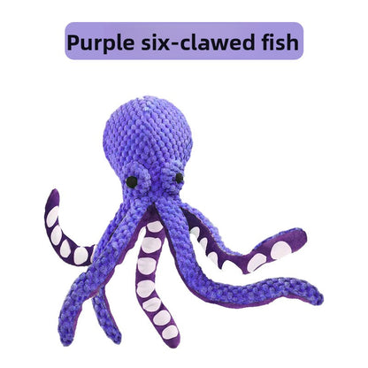 Octopus Plush Squeaky Toy for Dogs - Durable Rope Legs & Crinkle Sound Play Toy | Chew & Tug Fun