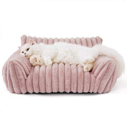 Removable Washable Plush Cat Bed - Soft Cozy Pet Sofa for Cats & Small Dogs