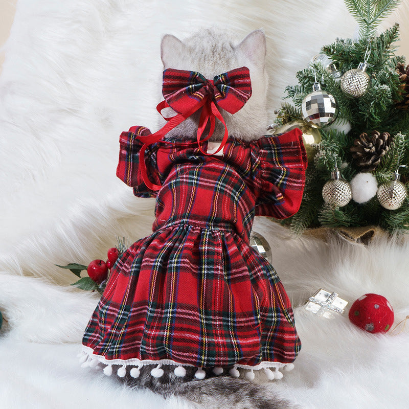 Halloween Pet Dog Dress with Pumpkin Print | Cute Cat & Dog Bat Skirt Costume