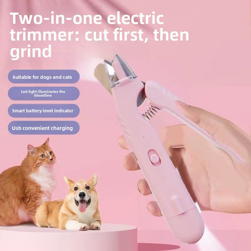 2-in-1 Electric Pet Nail Clipper & Grinder ? LED Light, USB Rechargeable, Low Noise