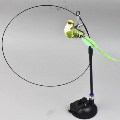 Simulation Bird Cat Toy with Suction Cup - Interactive Motion Teaser for Indoor Cats